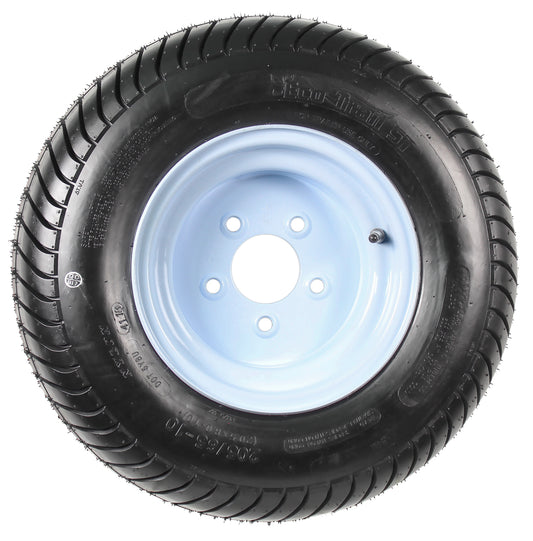 Trailer Tire On Rim 20.5 X 8 X 10 205/65-10 20.5X8.0-10 5 Lug Wheel White