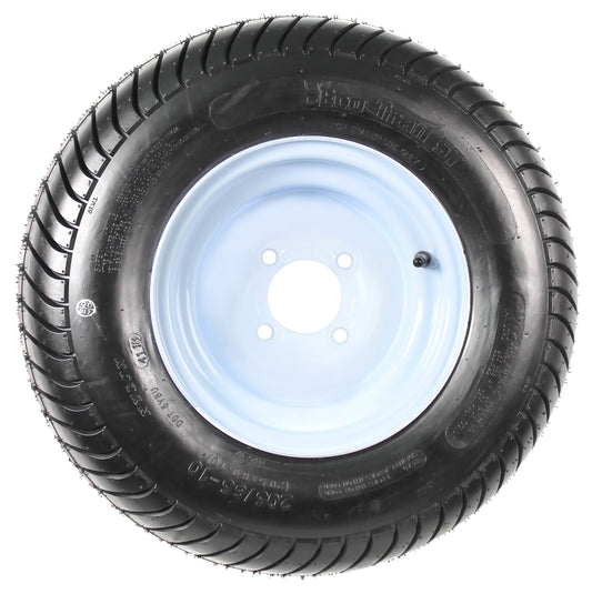 Trailer Tire On Rim 20.5 X 8 X 10 205/65-10 20.5X8.0-10 4 Lug Wheel White