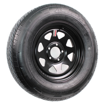 eCustomrim Radial Trailer Tire and Rim ST205/75R15 15X5 5-4.5 Black Spoke Wheel