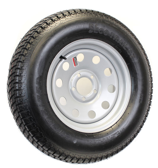 Trailer Tire On Rim ST205/75D14 2057514 F78-14 LRC 5 Lug Wheel Silver Modular