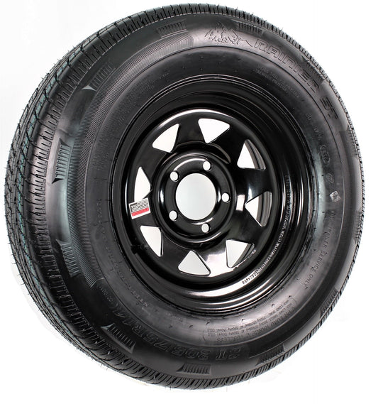 Radial Trailer Tire Rim ST205/75R14 14 Inch Load Range D 5 Lug Black Spoke Wheel