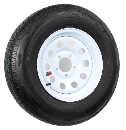 Radial Trailer Tire On Rim ST205/75R14 205/75-14 14 5 Lug Wheel White Modular