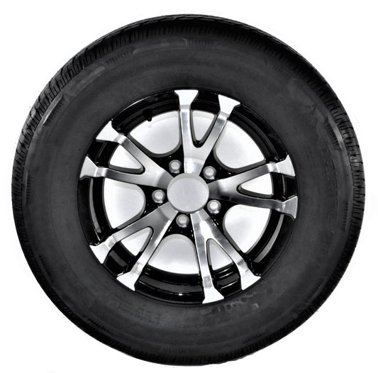 Radial Trailer Tire On Rim 60236 ST205/75R15 LRD 5-4.5 Aluminum Black Wheel