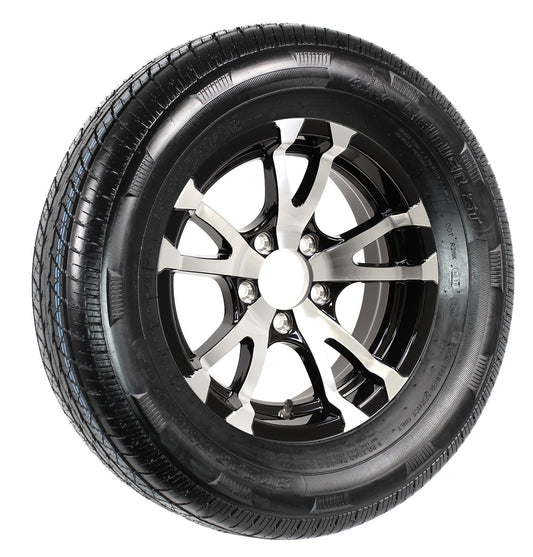Radial Trailer Tire On Rim ST205/75R15 15 in. LRC 5 Lug Aluminum T07 Black Wheel
