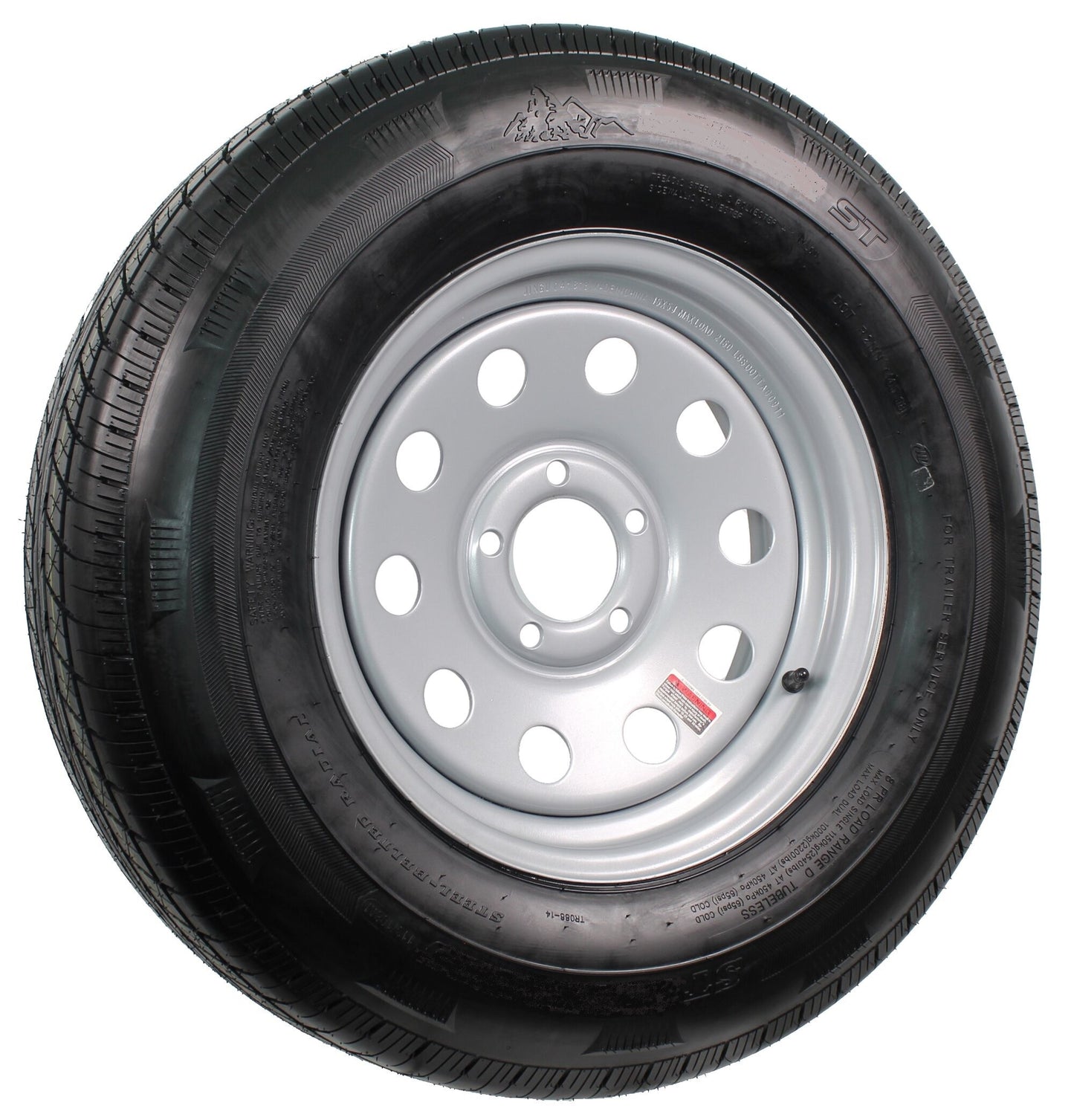 Radial Trailer Tire On Silver Rim ST215/75R14 Load C 5 Hole Modular Wheel