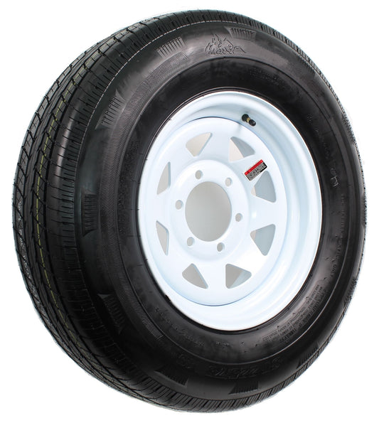 Eco Trailer Tire Rim ST225/75D15 H78-15 225/75-15 D 6 Lug Wheel White Spoke