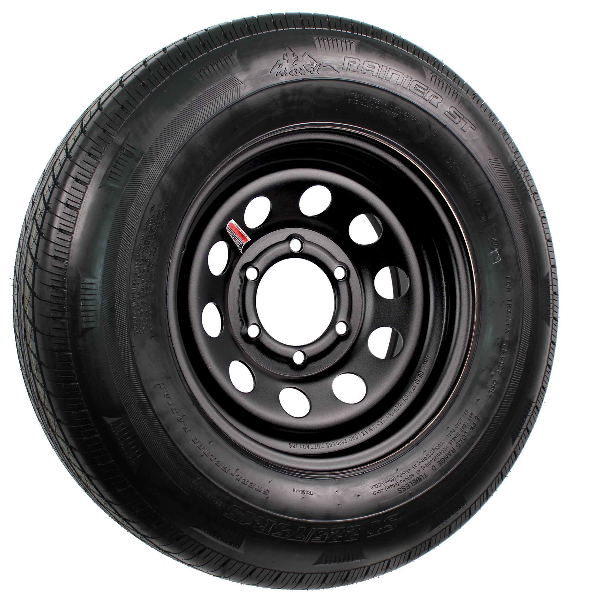 Radial Trailer Tire Rim Assembly ST225/75R15 15 Load D 6 Lug Black Mod ...