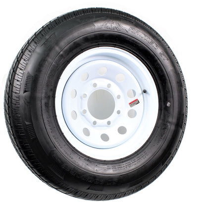 Radial Trailer Tire On White Rim ST235/80R16 Load Range E 8 Lug Modular Wheel