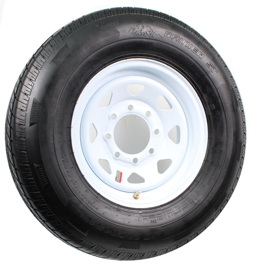 Radial Trailer Tire White Rim ST235/80R16 Load Range E 8 Lug 6.5 Spoke Wheel