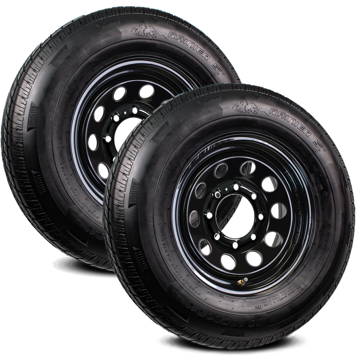 2-Pack Radial Trailer Tire Rim ST235/80R16 16 Inch Load E 8 Lug Black Wheel