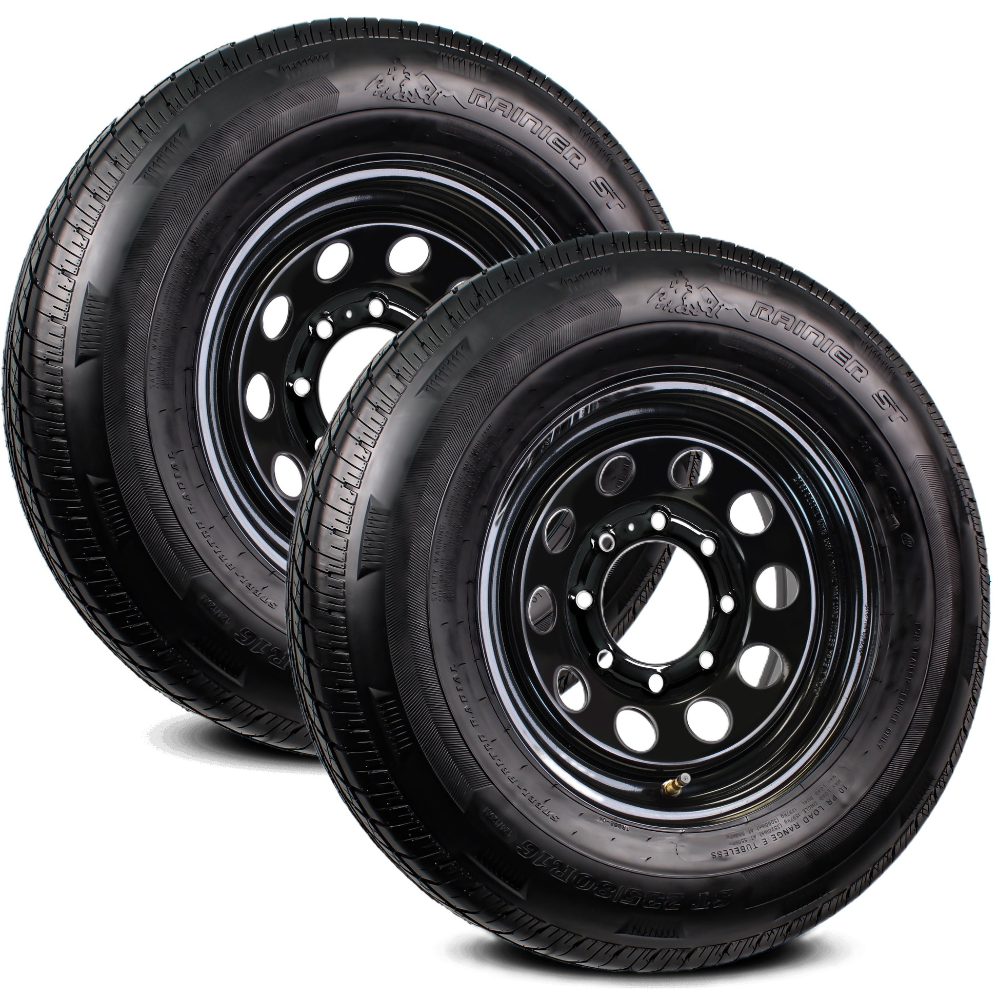 2-Pack Radial Trailer Tire Rim ST235/80R16 16 Inch Load E 8 Lug Black Wheel