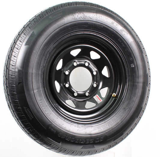 2-Pack Radial Trailer Tire w/Black Rim ST235/80R16 LRE 8 Lug On 6.5 Spoke Wheel