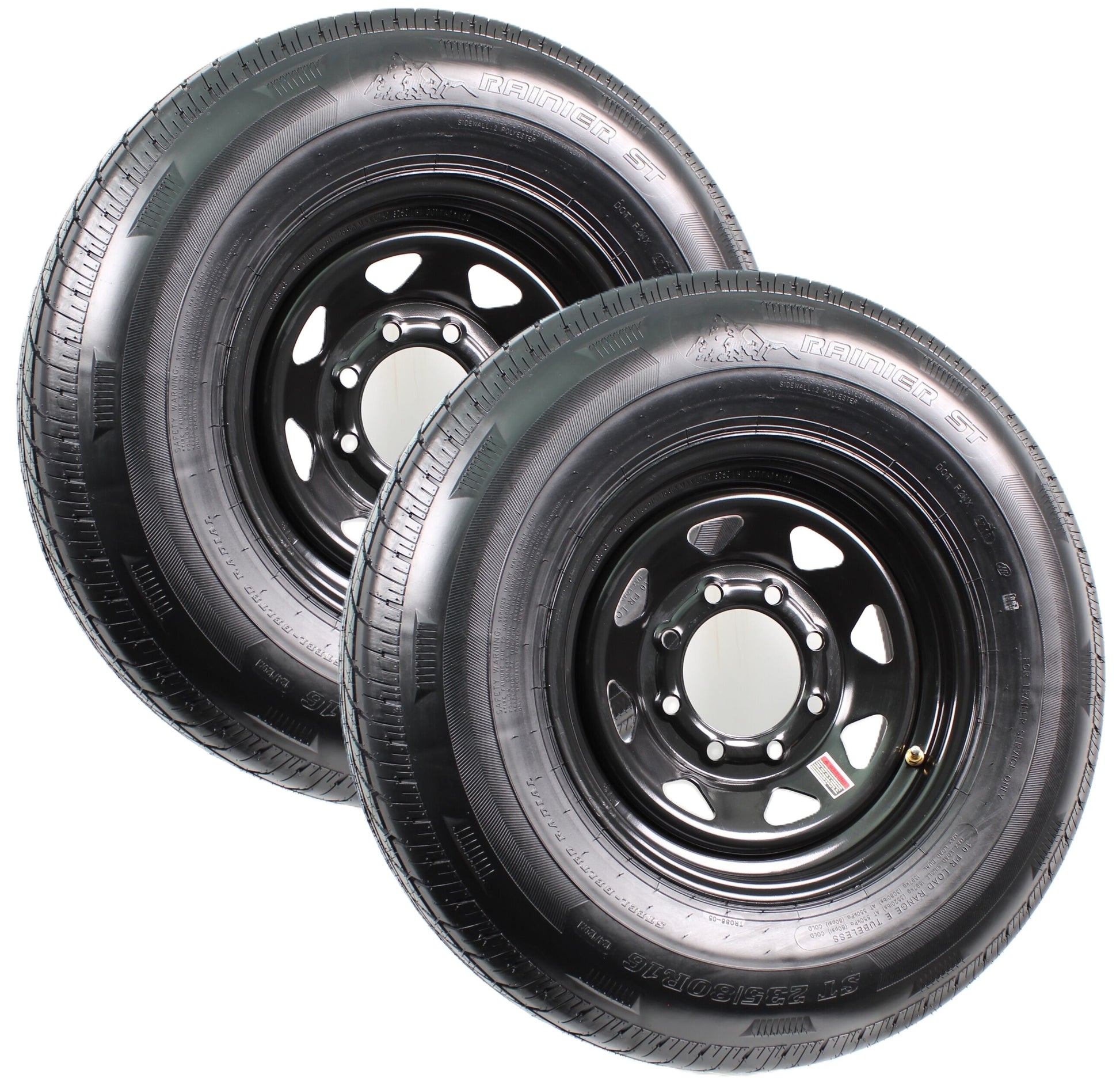 2-Pack Radial Trailer Tire Rim ST235/80R16 16 Load Range E 8 Lug 6.5 Black Wheel