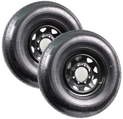 2-Pack Radial Trailer Tire Rim ST235/80R16 16 Load Range E 8 Lug 6.5 Black Wheel