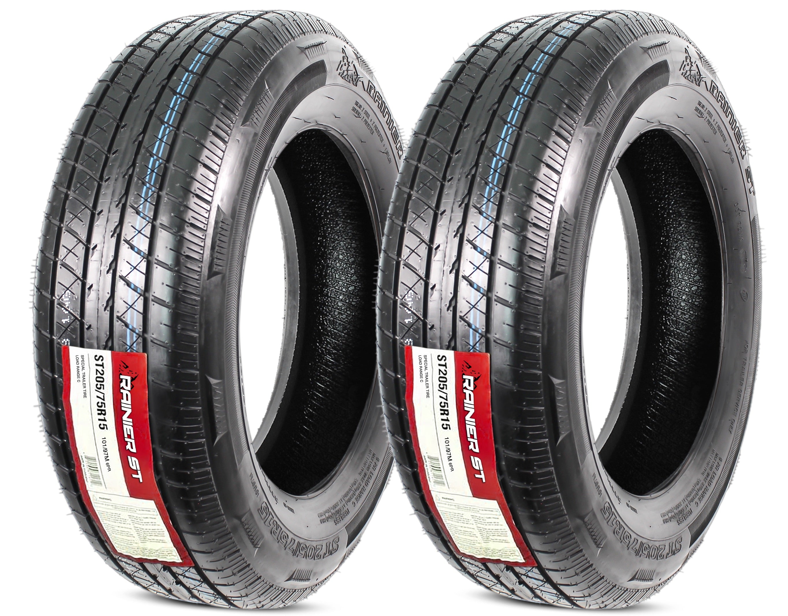 2-Pack Radial Trailer Tire ST205/75R15 205/75R15 DEEP TREAD Steel