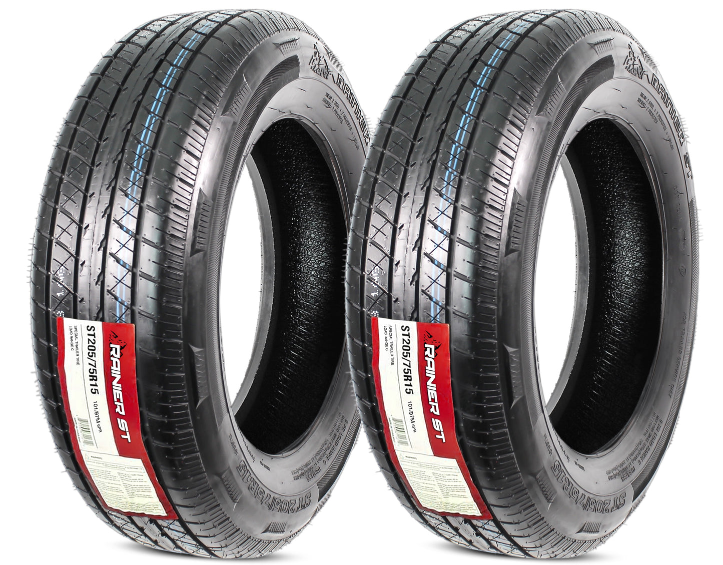 2-Pack Radial Trailer Tire ST205/75R15 205/75R15 DEEP TREAD Steel Belted Load D