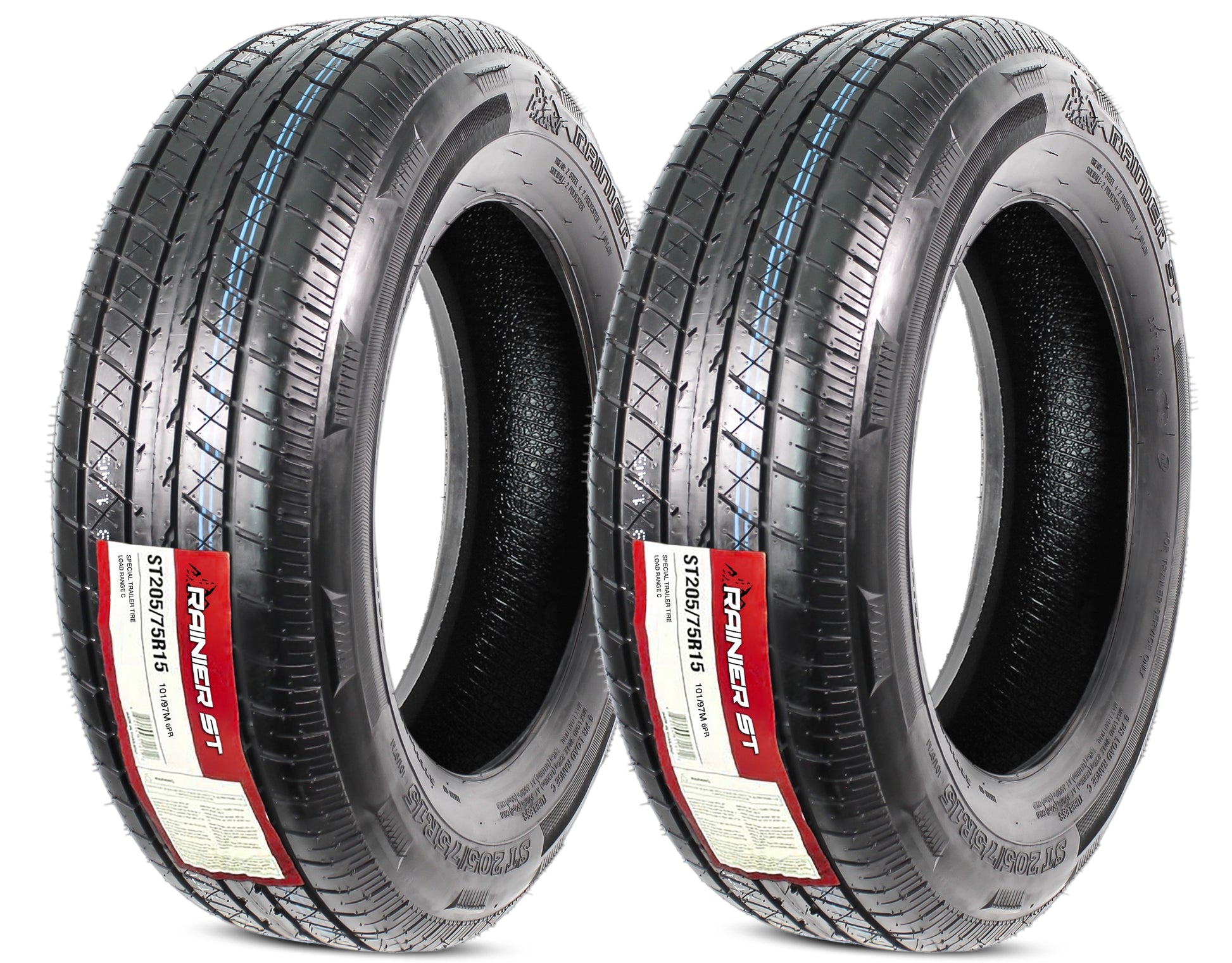 2-Pack Radial Trailer Tire ST205/75R15 205/75R15 DEEP TREAD Steel Belted Load D
