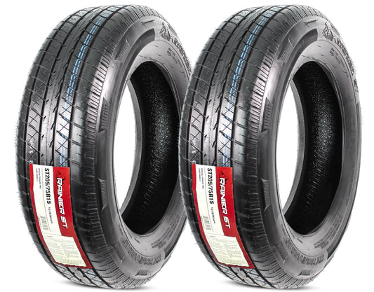 2-Pack Radial Trailer Tire ST205/75R15 205/75R15 DEEP TREAD Steel Belted Load D