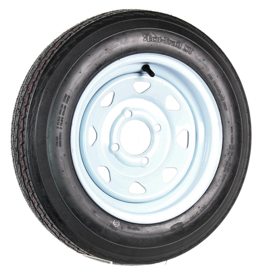 Trailer Tire On Rim 4.80-12 480-12 4.80 X 12 in. LRB 4 Lug White Wheel Spoke