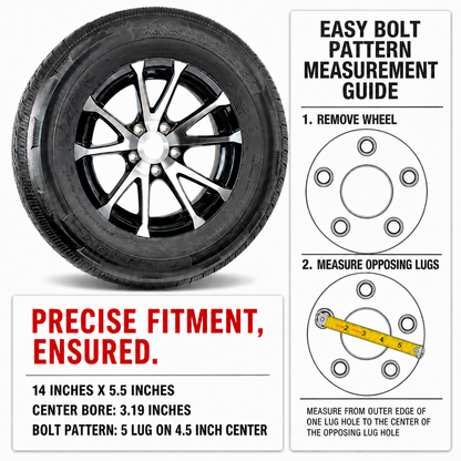 2-Pack Trailer Tire Rim Assembly 4.80-12 480-12 12 Inch Load C 5 Lug Silver