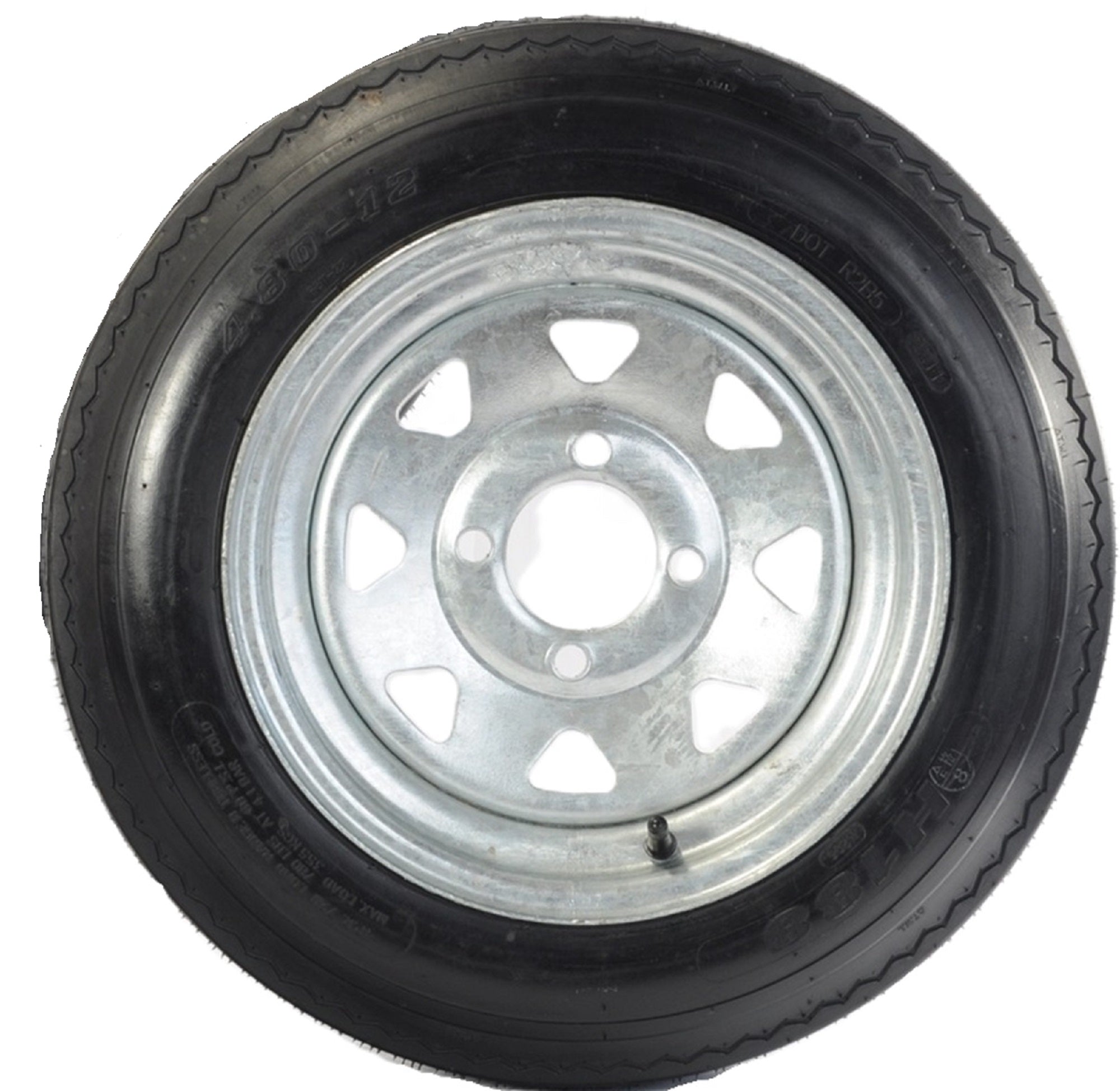 Trailer Tire Rim Assembly 4.80-12 12 Inch LRC 4 Lug Galvanized Spoke W ...