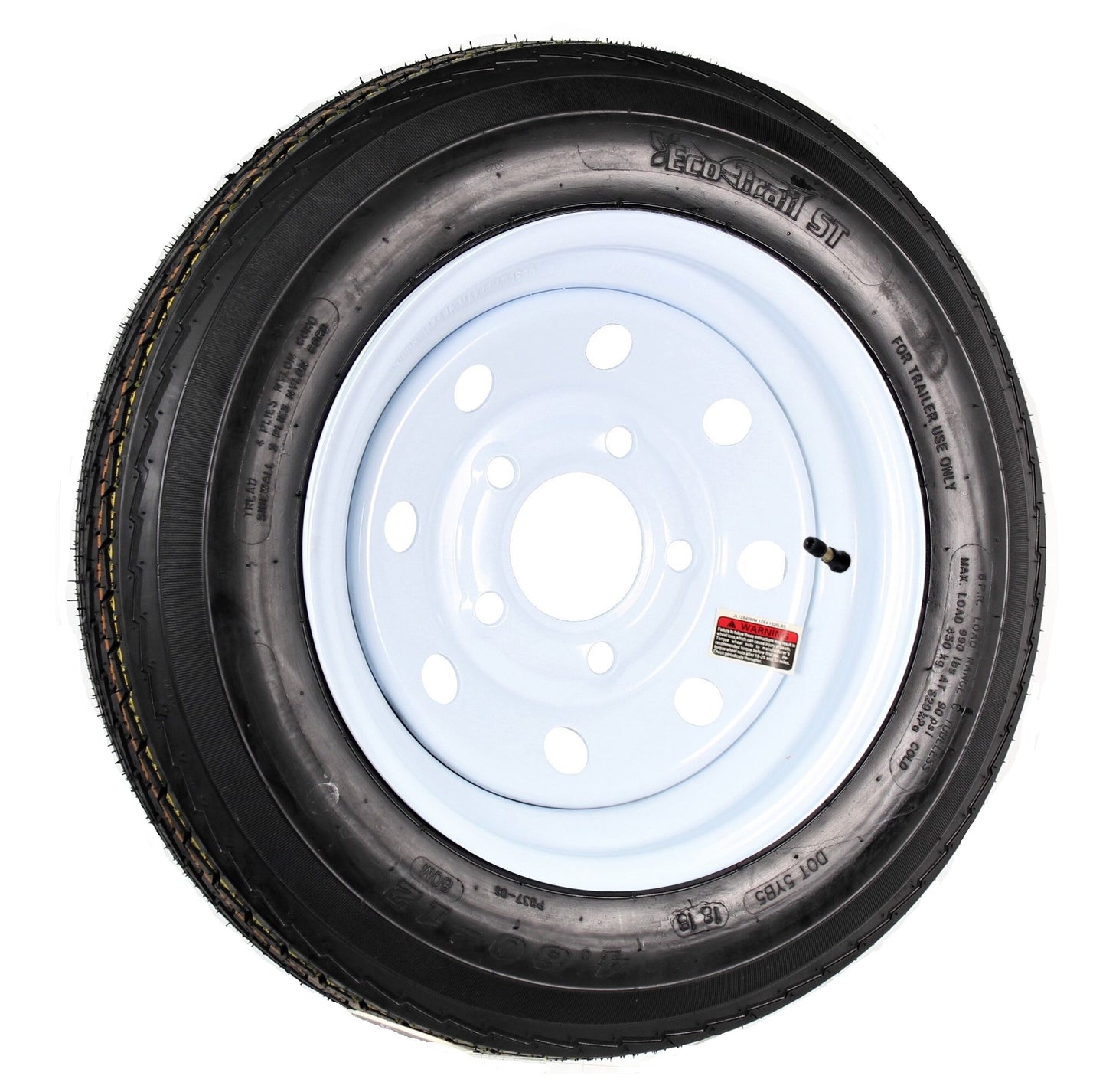 eCustomrim Trailer Tire and Rim 480-12 4.80-12 480X12 LRB 5 Lug White Modular