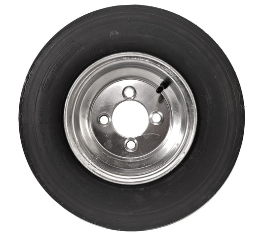 Trailer Tire On Galvanized Rim 480-8 4.80-8 4.80 x 8 Load C 4 Lug 8 x 3.75 Wheel