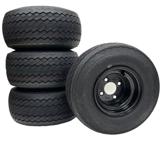 4-Pk Black Golf Cart Rims Tires 18-850-8 18X8.50-8 18 x 8.5 x 8 Wheels fit EZGO