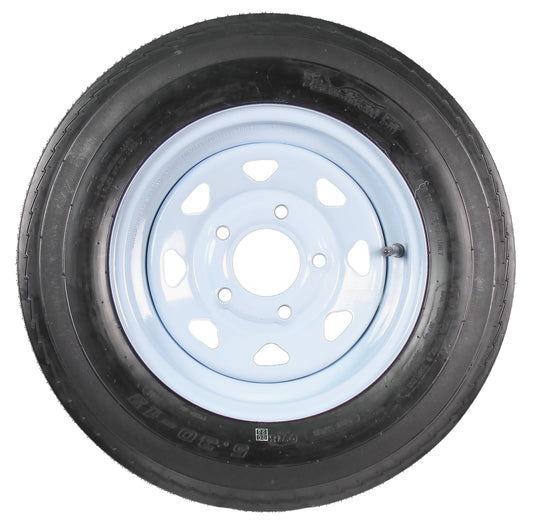 Trailer HD Tire On Rim 5.30-12 530-12 5.30 X 12 LRC 5 Lug Wheel White Spoke