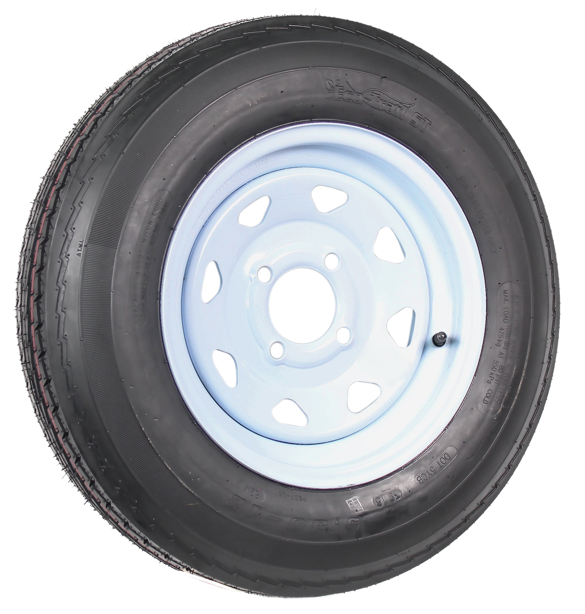 Trailer Tire On White Rim 530-12 5.30-12 5.30 x 12 Load C 4