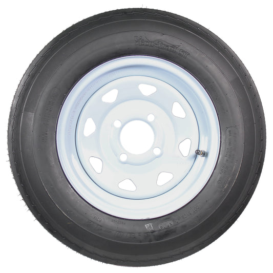 Trailer Tire On White Rim 530-12 5.30-12 5.30 x 12 Load C 4 Lug 12 x 4 Wheel