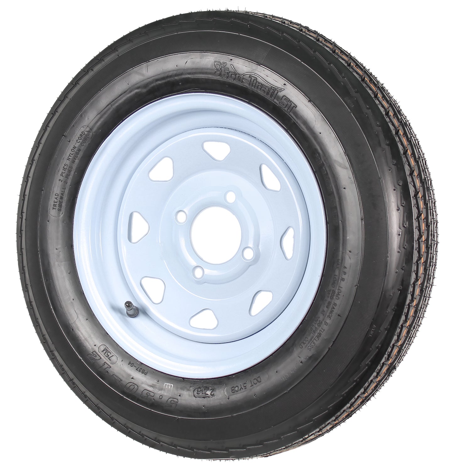 Trailer Tire On Rim 5.30-12 530-12 5.30 X 12 12 in. 4 Lug Hole Wheel White Spoke