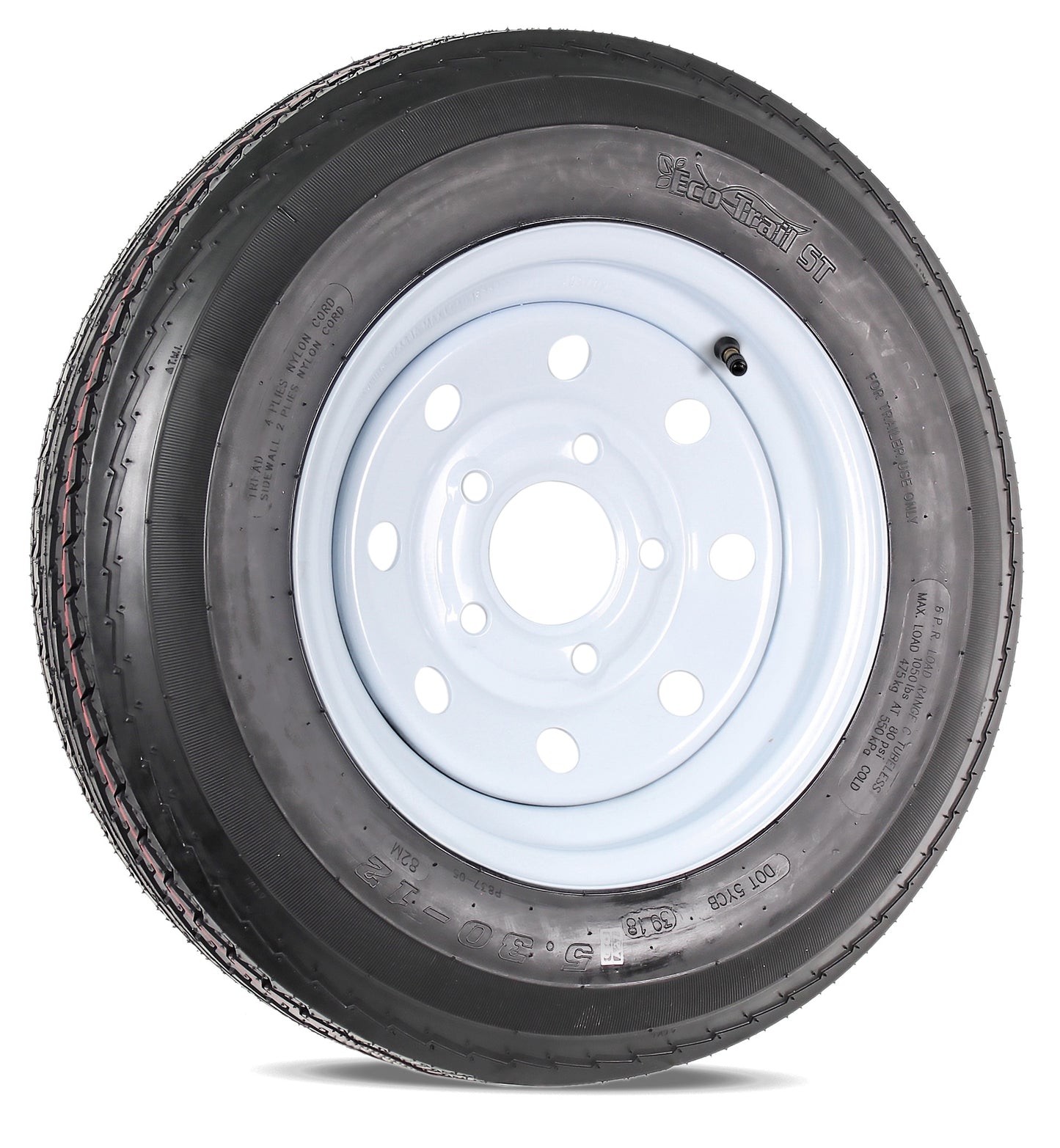 eCustomrim Trailer Tire and Rim 530-12 5.30-12 530X12 LRB 5 Lug White Modular