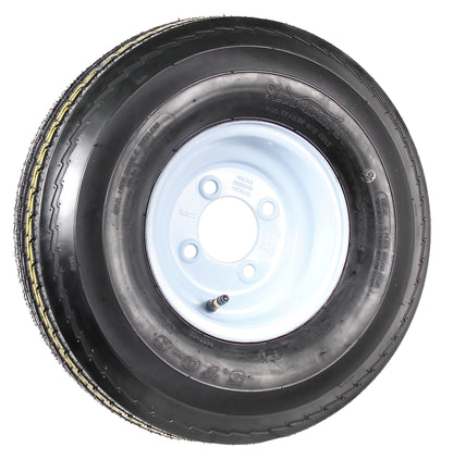 Trailer Tire On Rim 570-8 5.70-8 Load C 4 Lug Conventional White Wheel