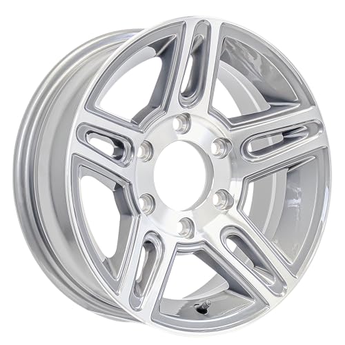 eCustomrim Aluminum Trailer Wheel 15X6 15" Silver Inlay 6 Lug On 5.5" Center Rim