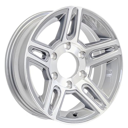 eCustomrim Aluminum Trailer Wheel 15X6 15" Silver Inlay 6 Lug On 5.5" Center Rim