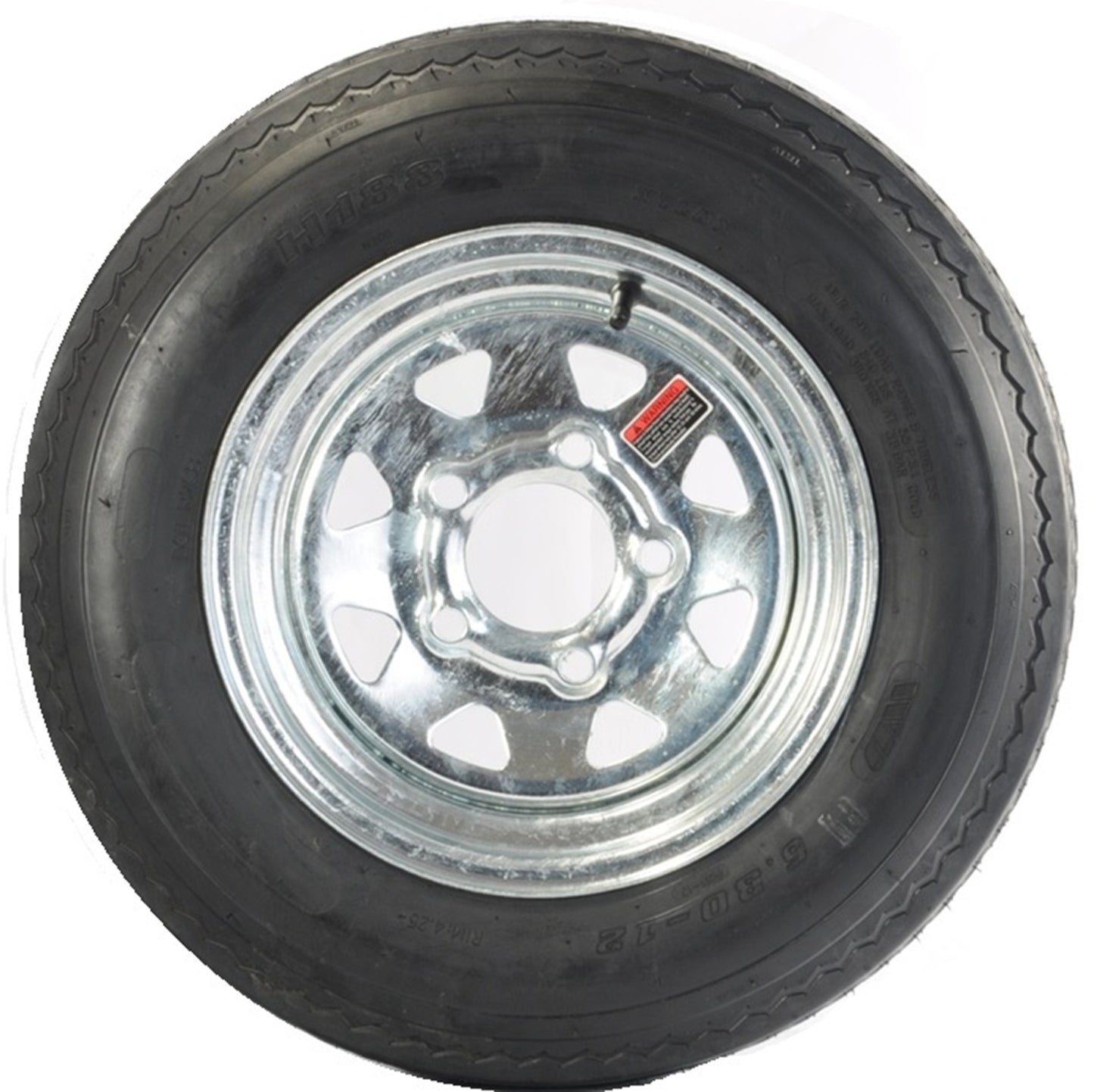 Trailer Tire On Rim 5.30-12 530-12 5.30X12 12 in. 5 Lug Hole Galvanized Wheel