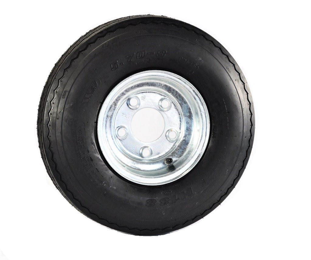 Trailer Tire On Rim 5.70-8 570-8 5.70X8 8 in. LRB 5 Lug Bolt Galvanized Wheel