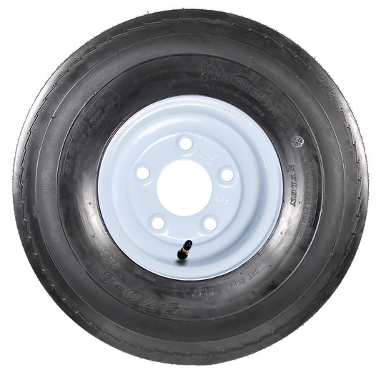 Trailer Tire On Rim 5.70-8 570-8 5.70 X 8 8 in. LRB 5 Lug Hole Bolt Wheel White