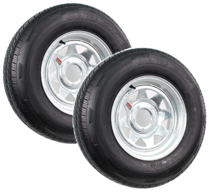 2-Pack Mounted Radial Trailer Tire On Rim ST205/75R14 LRC 5 Lug Galvanized Spoke Wheel