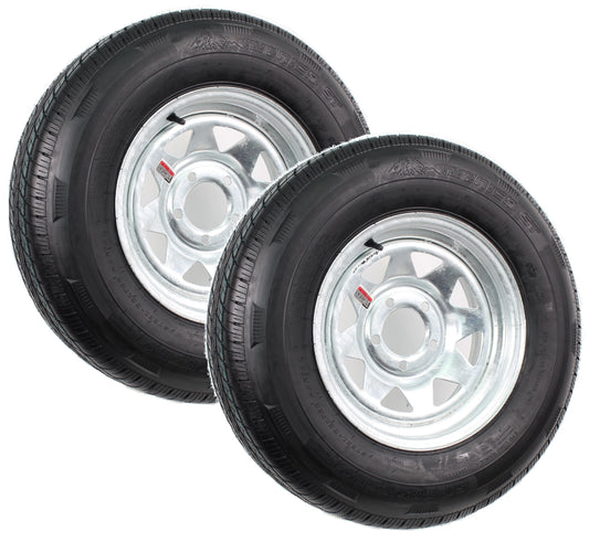 2-Pack Mounted Radial Trailer Tire On Rim ST205/75R14 LRC 5 Lug Galvanized Spoke Wheel