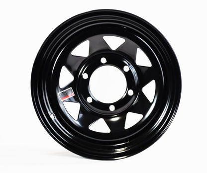 eCustomrim Trailer Wheel Rim 15 Inch 15X6 6 Lug Black Spoke