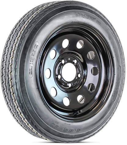 Trailer Tire Rim Assembly 4.80-12 480-12 12 Inch LRC 5 Lug Wheel Black Modular