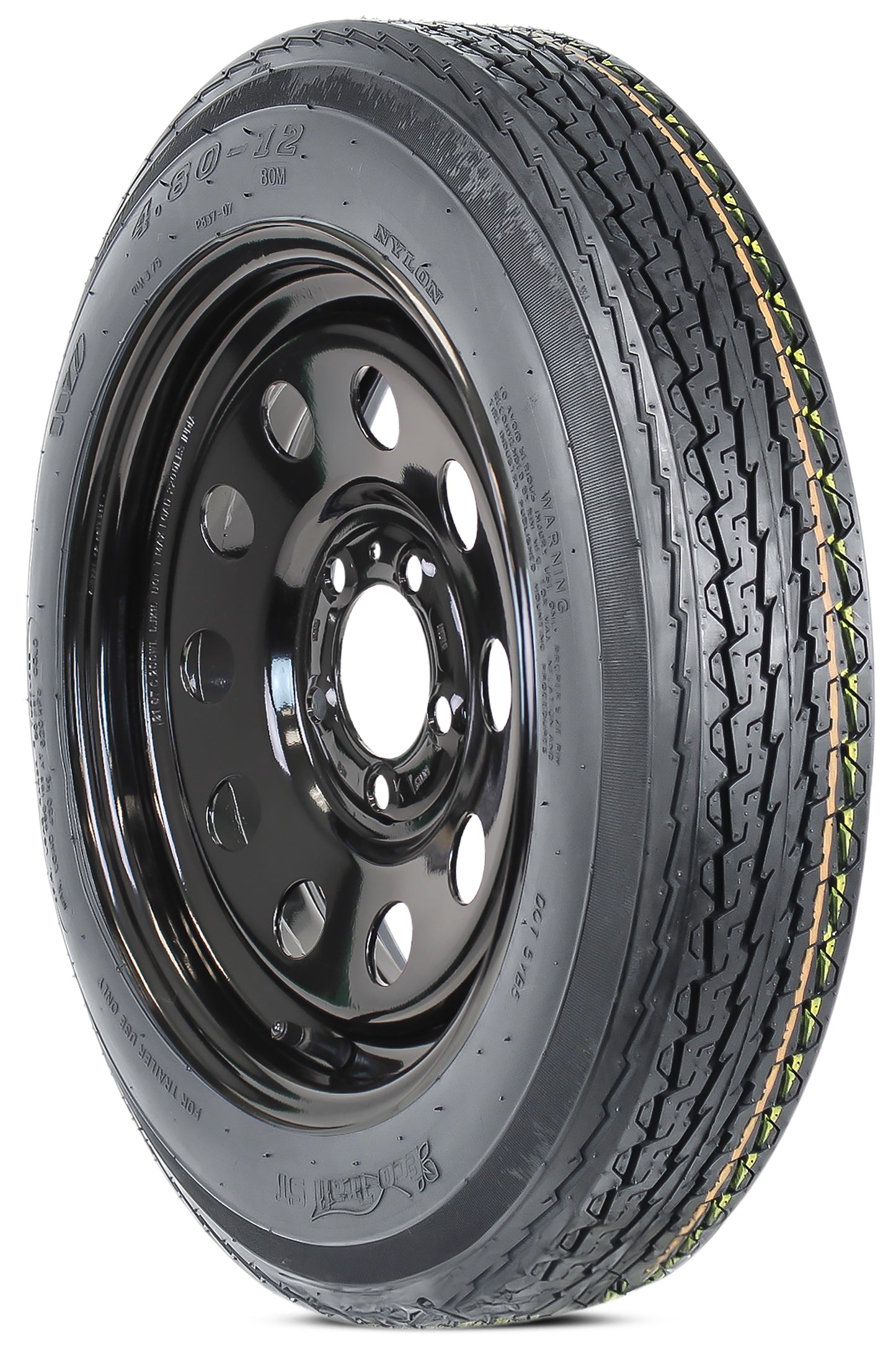 Trailer Tire Rim Assembly 4.80-12 480-12 12 Inch 5 Lug Black Modular Wheel