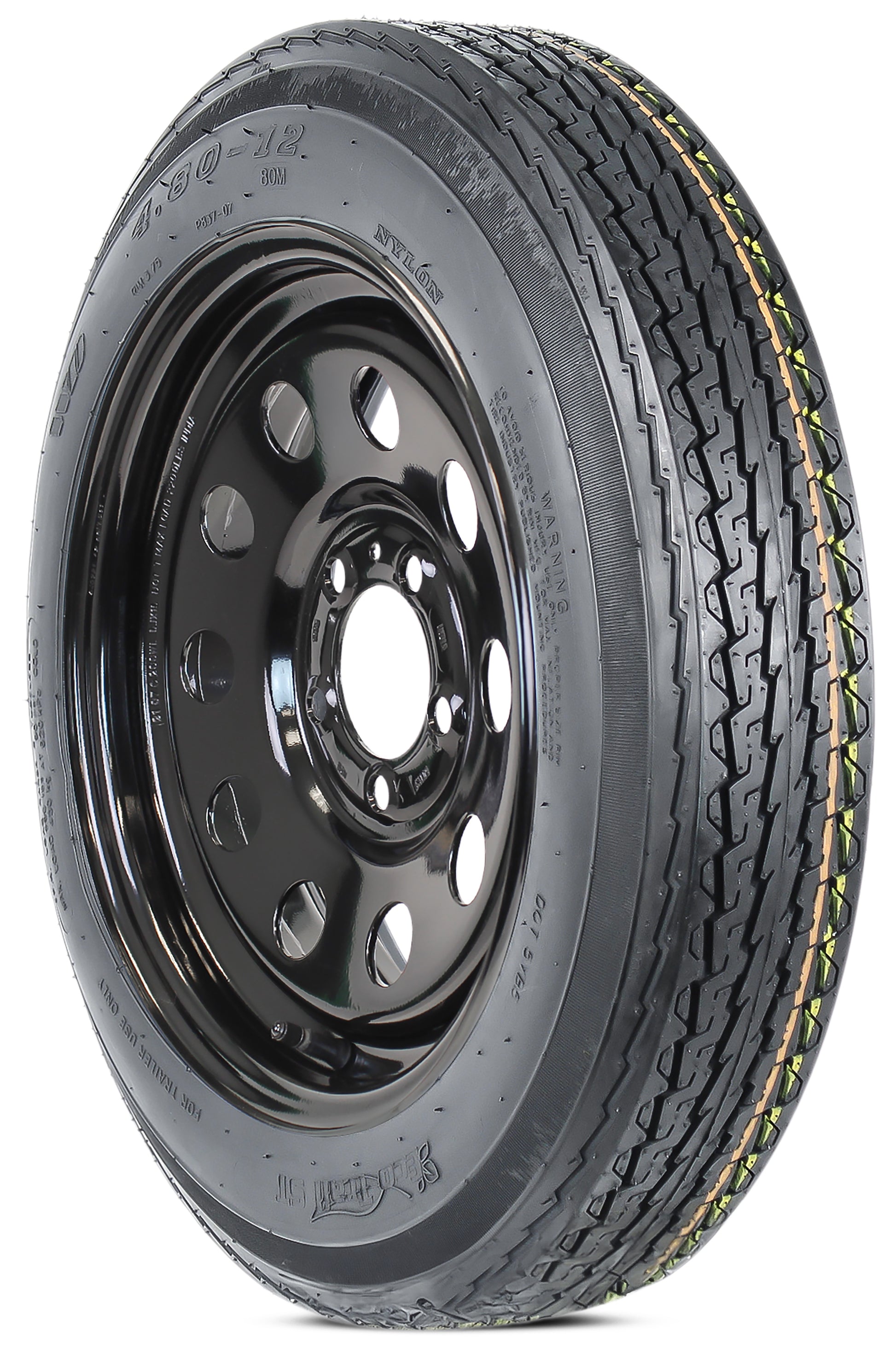 Trailer Tire Rim Assembly 4.80-12 480-12 12 Inch 5 Lug Black Modular Wheel