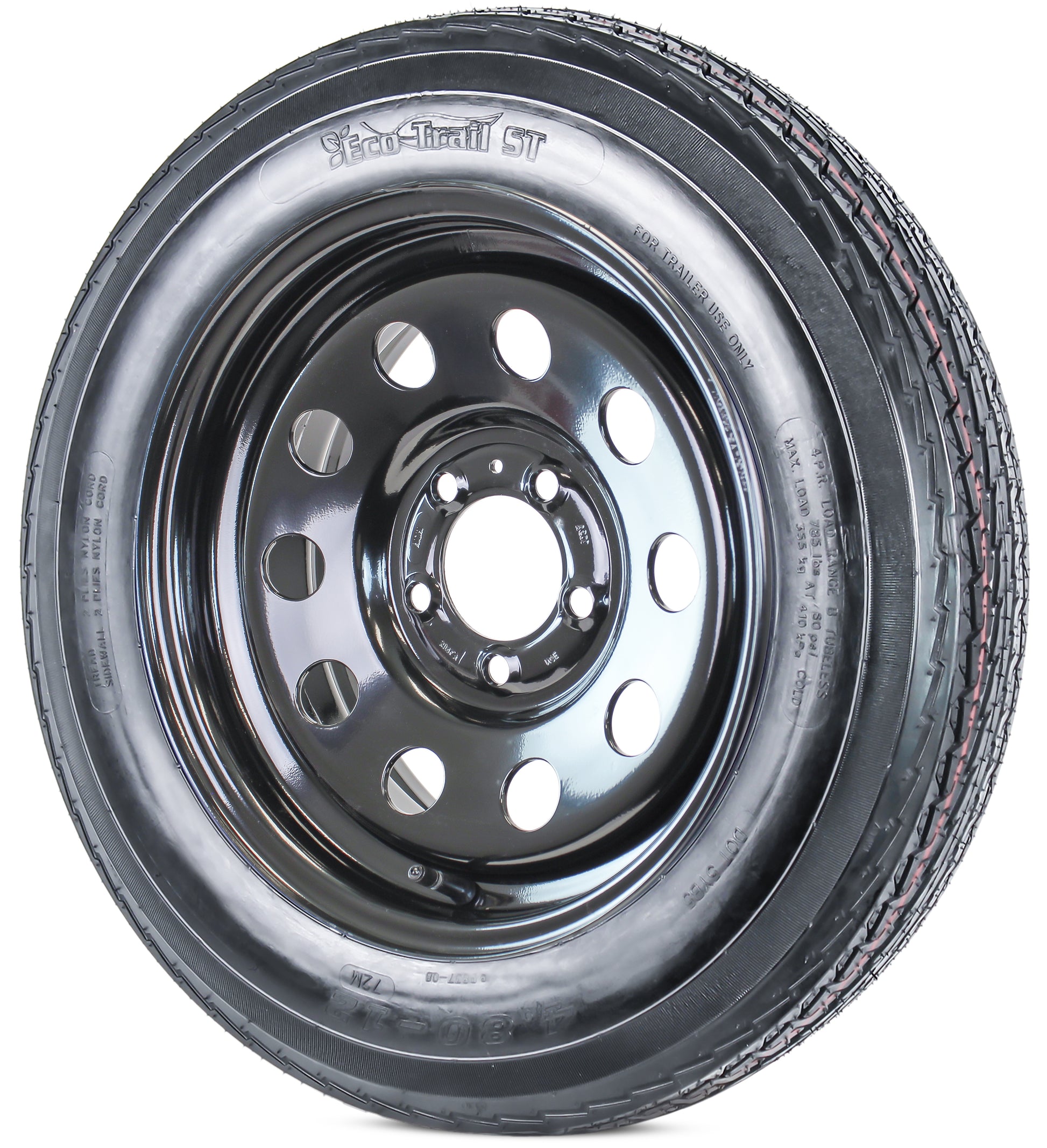 Trailer Tire Rim Assembly 4.80-12 480-12 12 Inch 5 Lug Black Modular Wheel