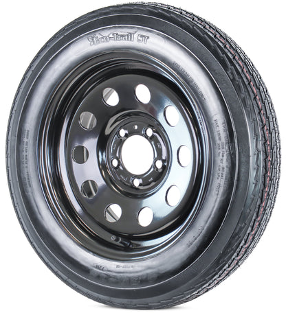Trailer Tire Rim Assembly 4.80-12 480-12 12 Inch LRC 5 Lug Wheel Black Modular