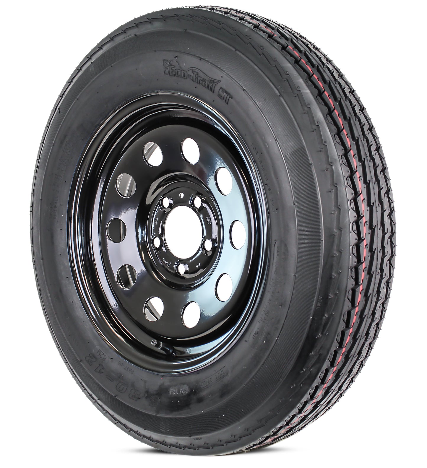 Trailer Tire Rim Assembly 5.30-12 530-12 5.30X12 LRC 5 Lug Black Modular Wheel