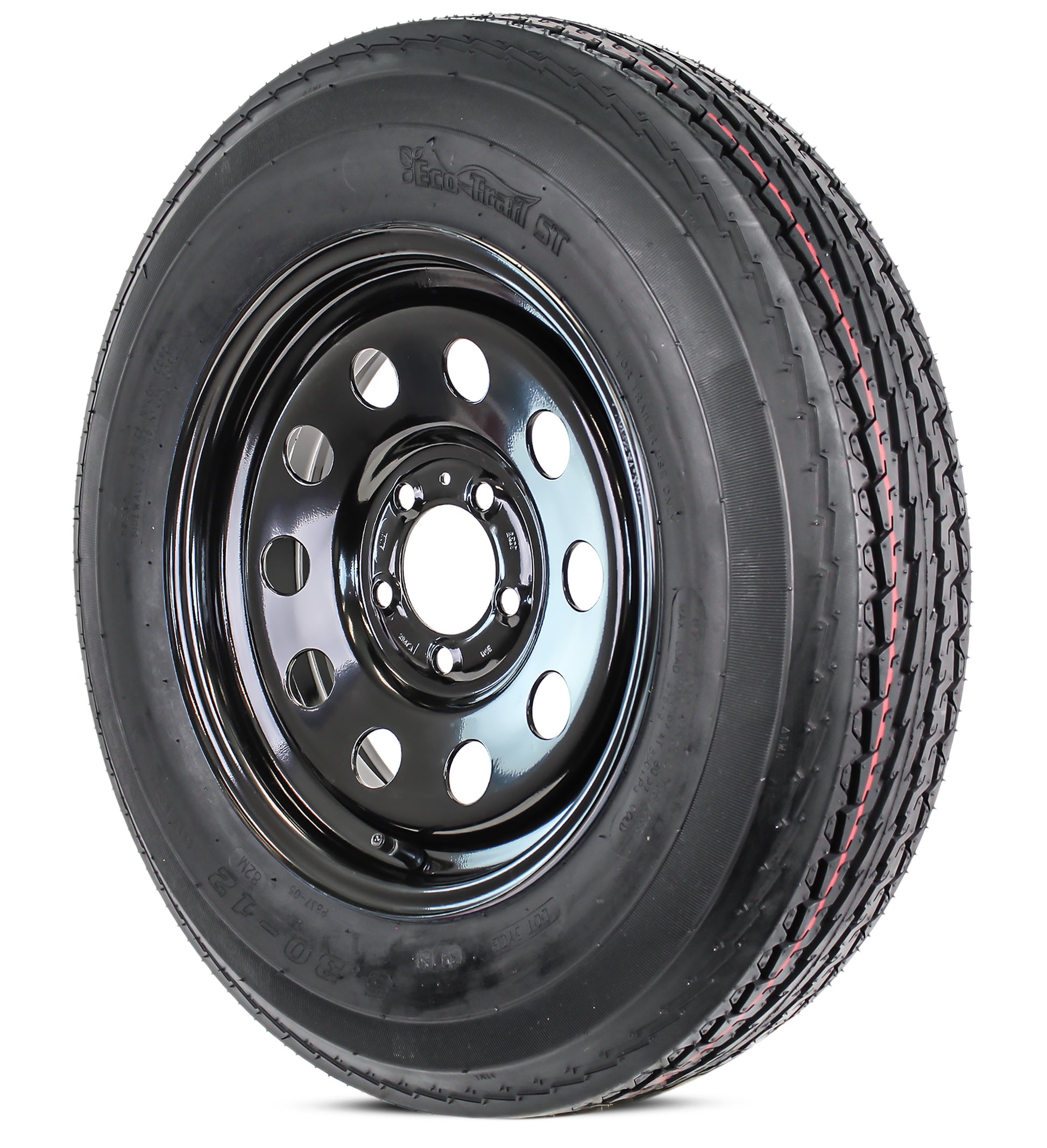 Trailer Tire Rim Assembly 5.30-12 530-12 5.30X12 LRC 5 Lug Black Modular Wheel