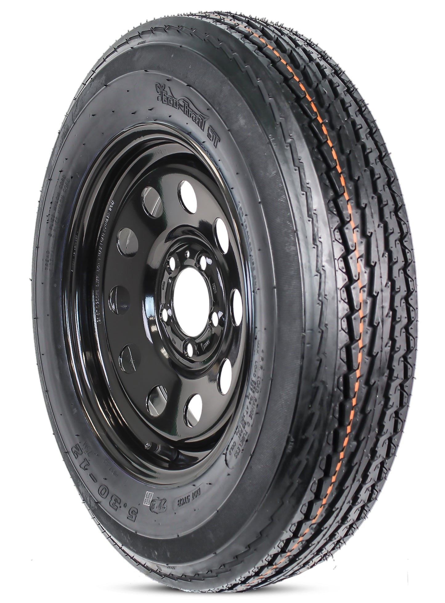 Trailer Tire Rim Assembly 5.30-12 530-12 5.30X12 LRC 5 Lug Black Modular Wheel